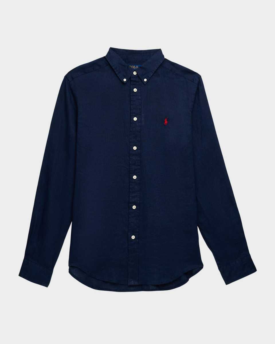 Boy's Classic Embroidered Sport Shirt, Size S-XL